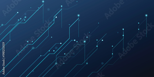 Circuit board, blue neon, technology background, electronic vector design