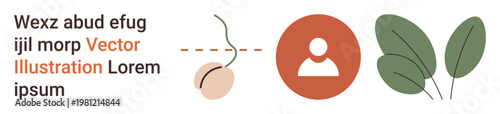 Sustainability, growth, nature, user identity, botanical studies, environmental conservation. a sprouting seed, user icon and plant leaves. Sustainability and growth concepts