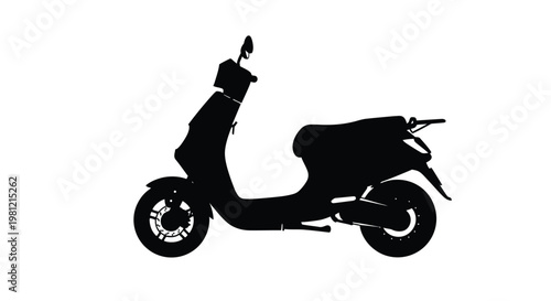 A black silhouette of a classic scooter strikingly defined silhouette
