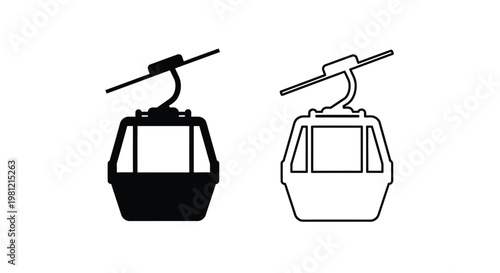 Two cable car depictions one solid one outlined a striking silhouette