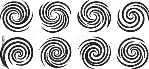 Intricate black and white swirl patterns arranged in a symmetric grid Vector