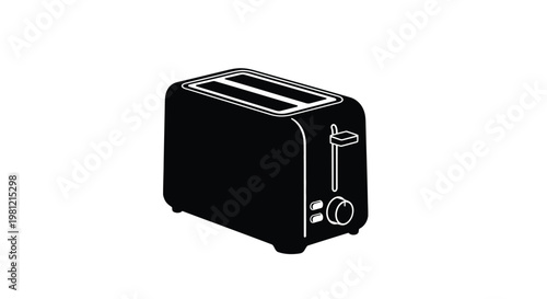 Simple black silhouette of a classic kitchen toaster appliance