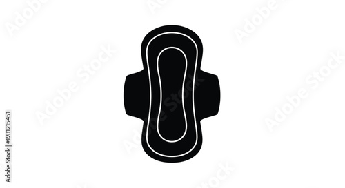 Black sanitary pad illustration with a distinct bold silhouette