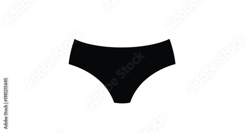 Minimalist black bikini bottoms against a white background silhouette