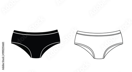 Two pairs of women s briefs shown in contrasting colors silhouette