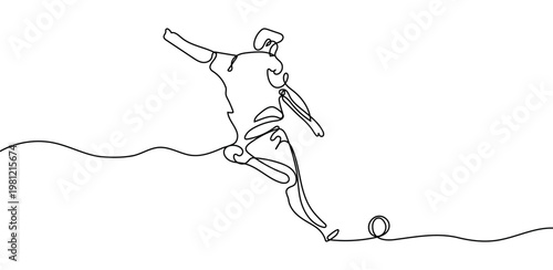 Football player one continuous line art design. football kick by player line art icon. sportsman kick a ball png and vector illustration on transparent background