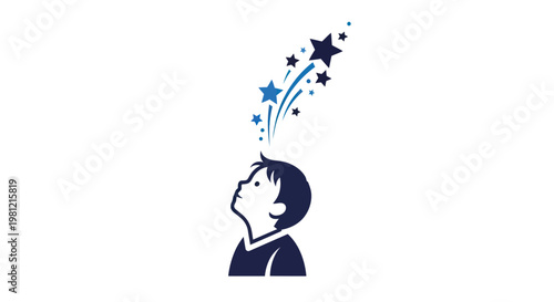 Boy looking up at stars, symbolizing imagination and dreams
