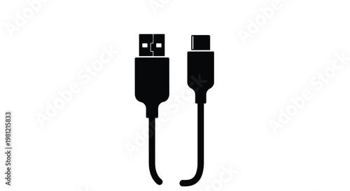 Two usb connectors a and c depicted in black silhouette