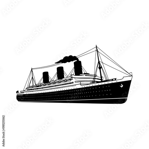 Elegant vintage ocean liner sailing on calm seas with multiple smokestacks