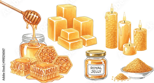 Assorted golden coins and decorative bar candlesticks arrangement Vector