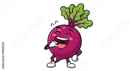 Cartoon beetroot character laughing isolated on white background vector design