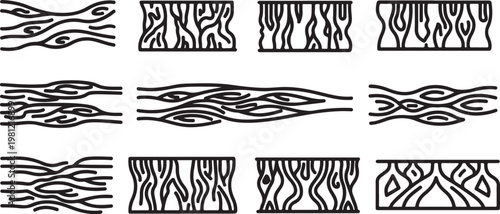 Artistic strokes of ink demonstrating various brush techniques in calligraphy Vector