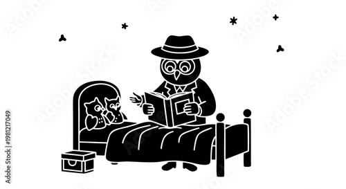 A fun cartoon illustration of a business man wearing a hat and holding a cup while standing with a woman character in a vector art design