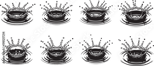 Abstract geometric patterns with intricate swirling black designs and white dots Vector