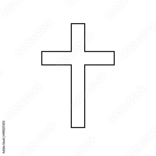 Religious Christian Cross Outline Icon - Minimalist Faith and Spirituality Symbol