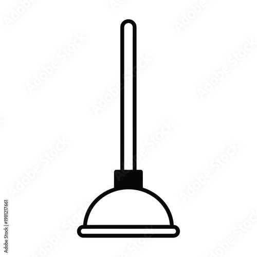 Toilet Plunger Icon Simple Black Line Art Symbol for Plumbing Maintenance and Drain Cleaning Tools
