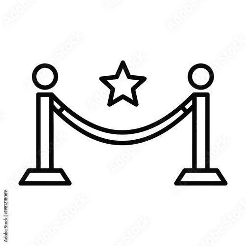 VIP Red Carpet Stanchion Barrier Line Icon Representing Exclusive Access and Celebrity Event Entry