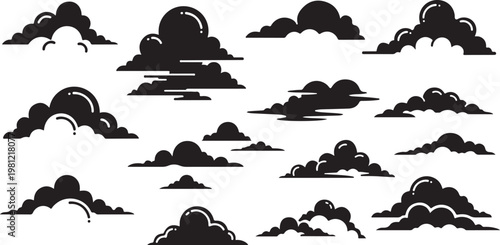 Abstract silhouettes of people in various poses and activities Vector