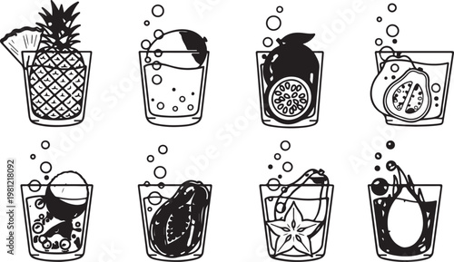 Colorful illustrations of various objects in a grid layout Vector