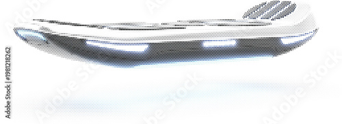 Modern hoverboard electric scooter in halftone stipple for futuristic urban personal mobility transportation