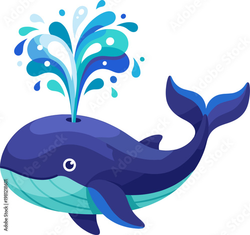 Large blue whale spouting water from its blowhole in the sea