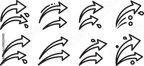 A collection of simple black line drawings of birds perched on branches Vector