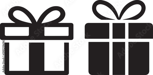 Gift Box Icons Set, Present, Celebration, and Holiday Package Illustration.