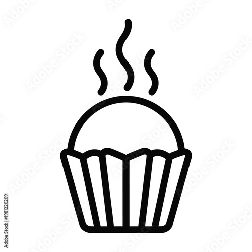 Freshly Baked Muffin Icon Featuring Steam Rising From A Warm Pastry Cupcake For Bakery Branding