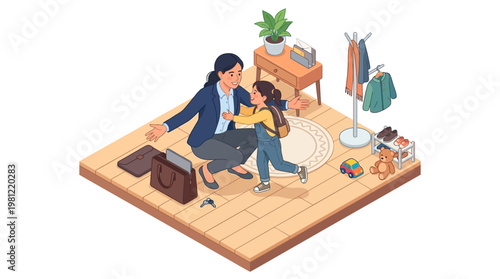 Mother helping daughter pack.