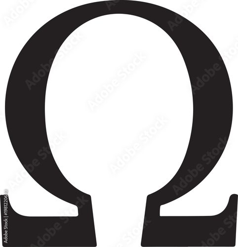 Greek Alphabet Omega Symbol - Physics and Mathematics Sign Vector