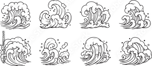 Sketch series of eight detailed lion head illustrations in profile view Vector