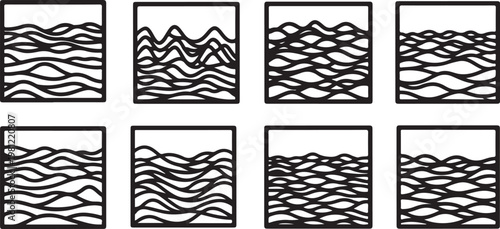 Abstract line art patterns showcasing fluid motion and geometric designs Vector