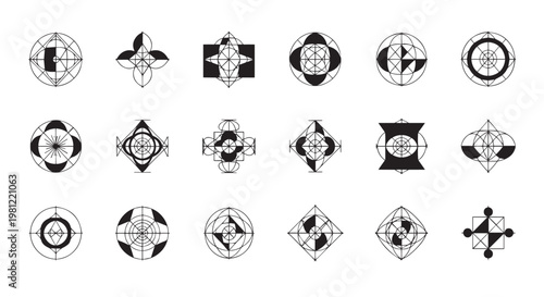 Geometric Sacred Geometry Abstract Line Art Logos and Symbols