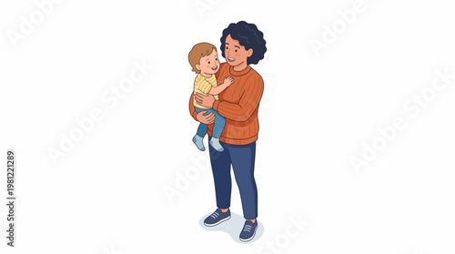 Woman holding little baby close.