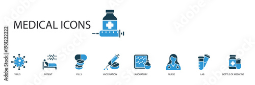 medical icons set outline and Flat Style,transparent background