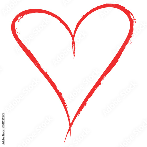 Red hand drawn brush stroke heart icon vector illustration