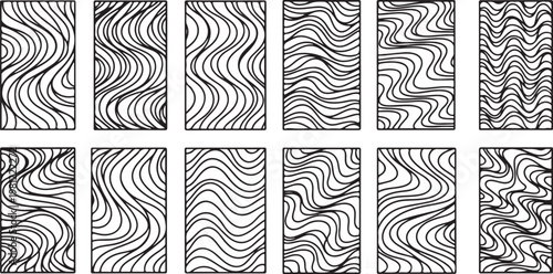 Intricate black and white line art patterns with swirling designs Vector