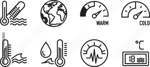 Illustrations of ways to keep warm and measure temperature Vector