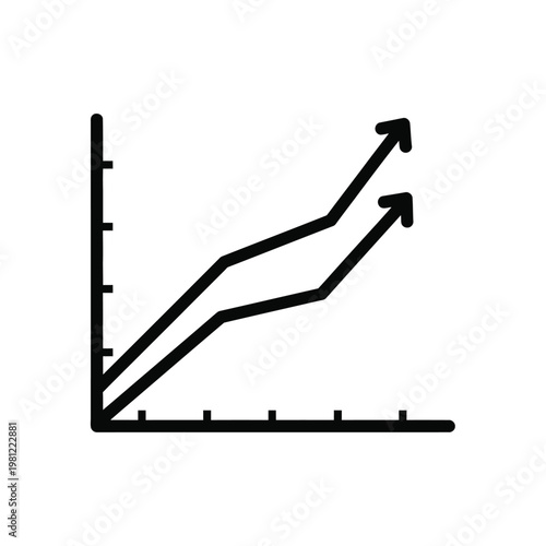 A simple line graph illustration displays three upward trending lines representing growth or positive change over time high quality