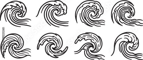 Elegant black and white line art showcasing intricate floral and foliage patterns Vector