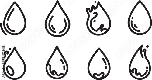 A collection of simple, outlined face icons expressing various emotions Vector