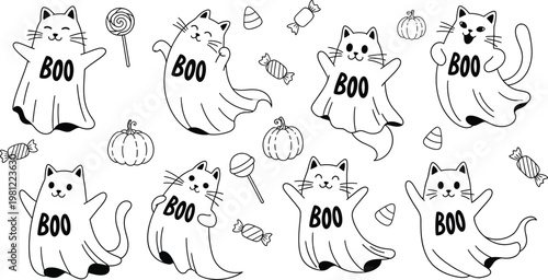 Whimsical collection of cartoon animals and characters in a playful scene Vector