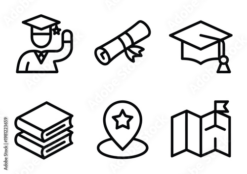 Graduation, Diploma, Books, Location, and Map for Education and Travel