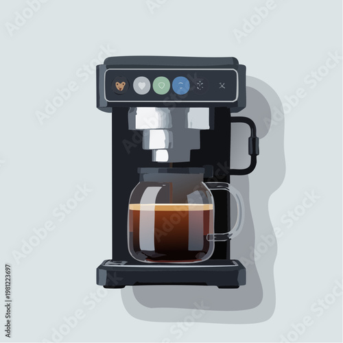 Modern coffee maker machine with glass pot illustration