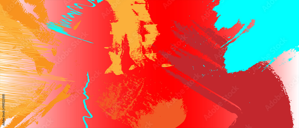 Fototapeta premiumAbstract red watercolor background with grunge brush strokes and ink splash design elements featuring a colorful paint texture and artistic autumn leaf pattern for a decorative wallpaper