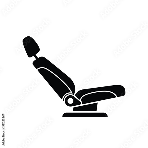A minimalist black silhouette depicts a single car seat showcasing its basic form and ergonomic design high quality professional