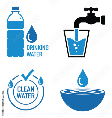 Representing clean drinking water, tap water, and water purity