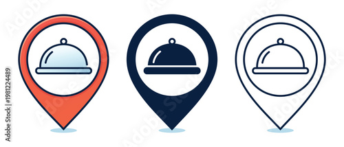 Restaurant Map Pin Icon. Dining Location. Vector Illustration