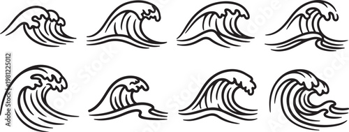 Abstract line art featuring dynamic, intertwining wave patterns in black and white Vector