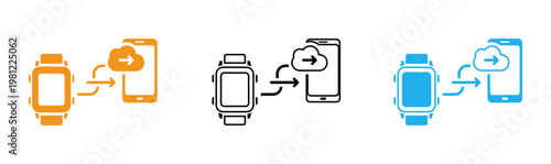 Smartwatch and smartphone data synchronization illustration